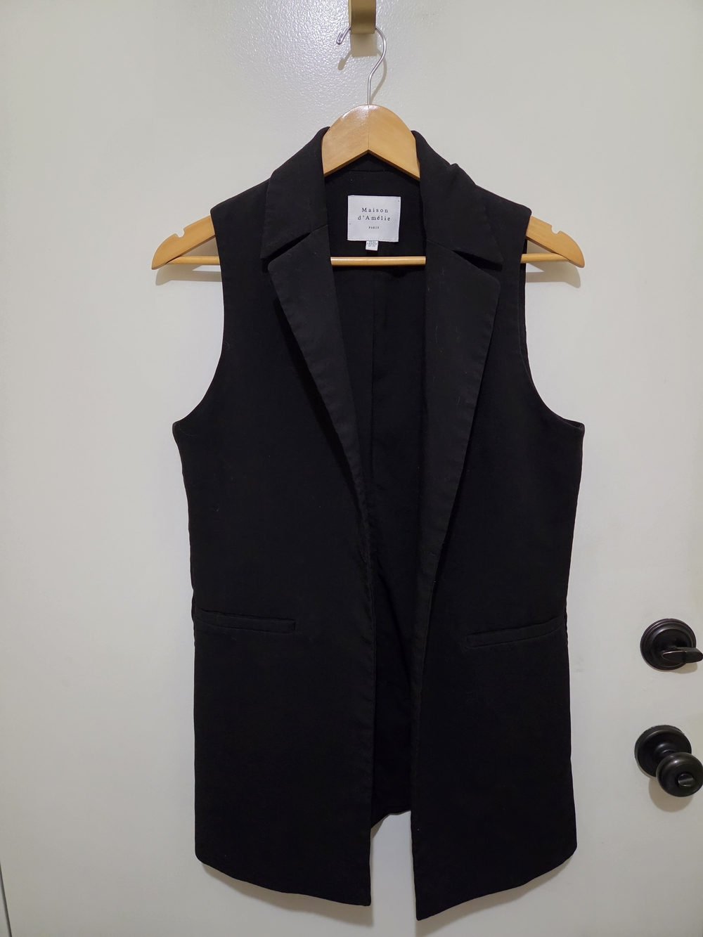 Maison d’Amelie Paris Black Sleeveless Longline Vest - Sz XS
